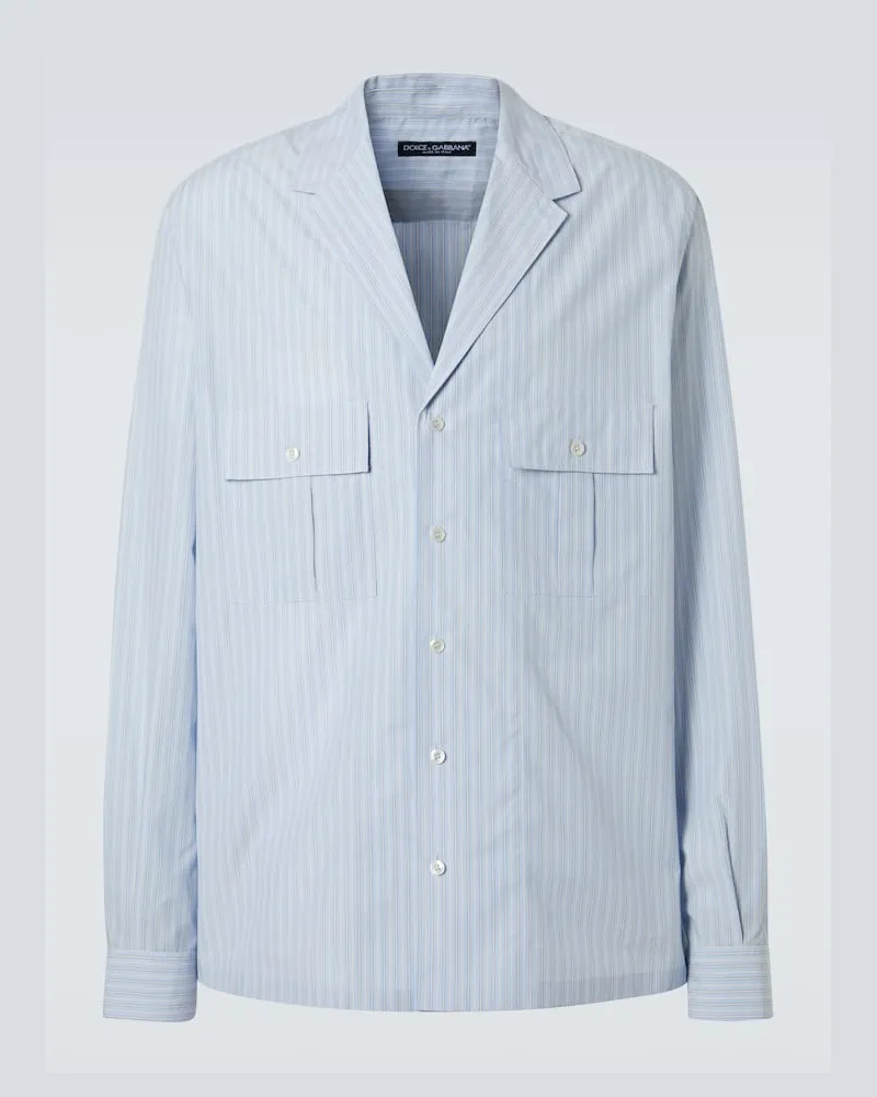 Dolce & Gabbana Camicia in cotone a righe Blu