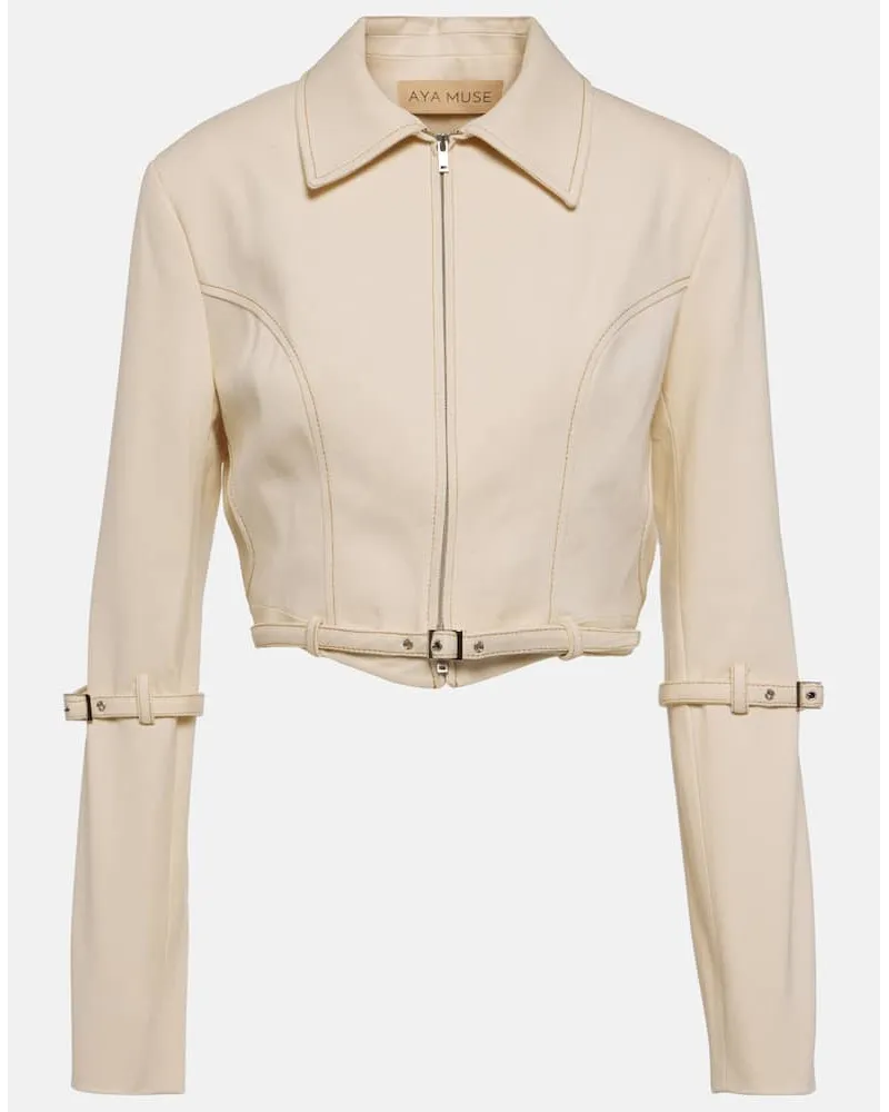 Aya Muse Giacca di jeans cropped Tuxis Bianco
