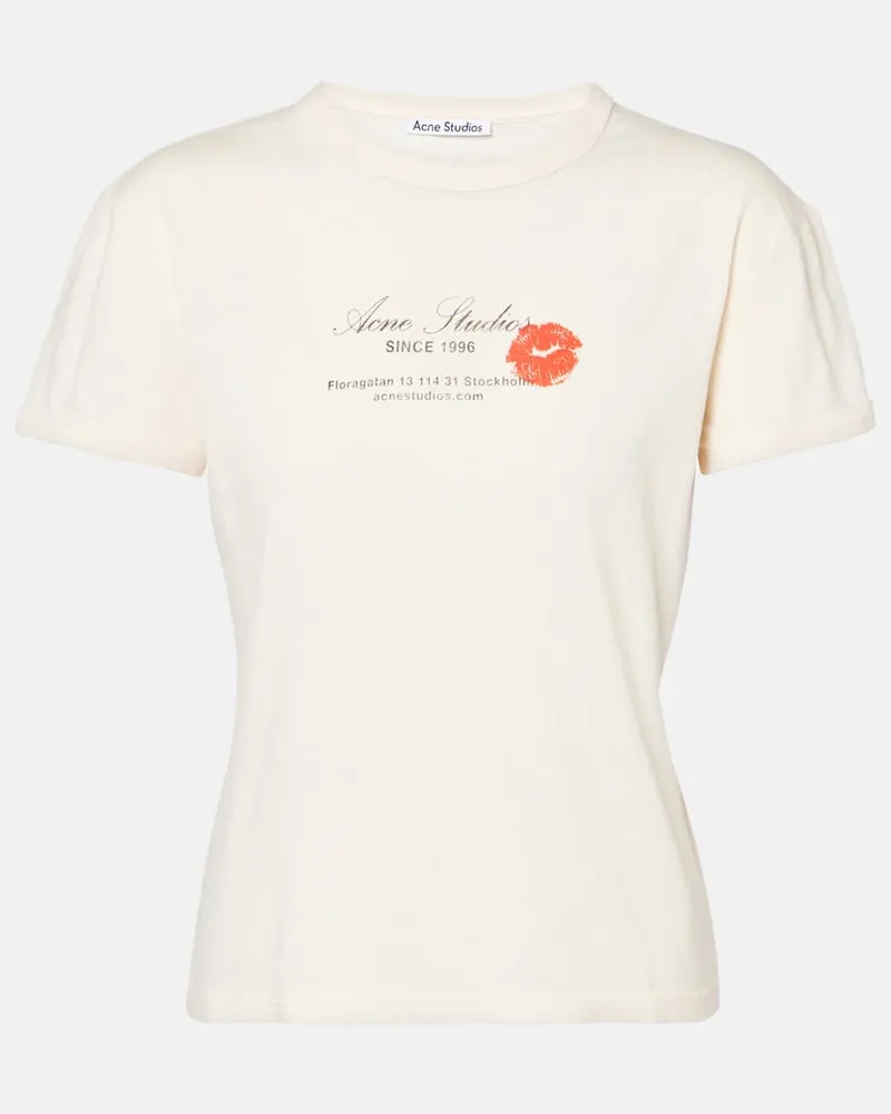 Acne Studios T-shirt in jersey di cotone con logo Grigio