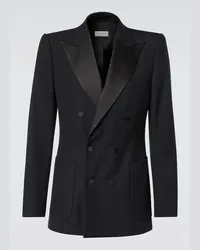 Dries van Noten Blazer da smoking doppiopetto in misto lana Nero