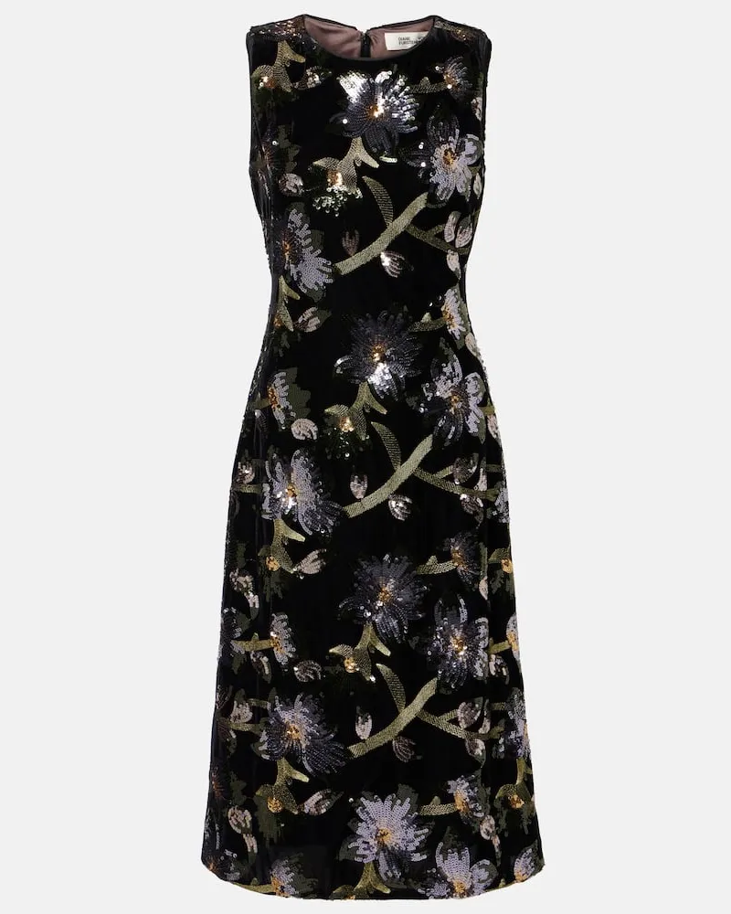 Diane von Furstenberg Abito midi Coral con paillettes Nero