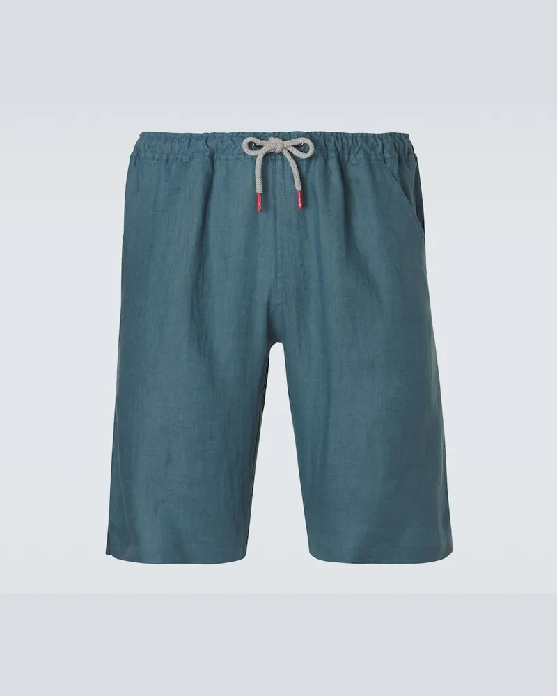 Kiton Shorts in lino Blu