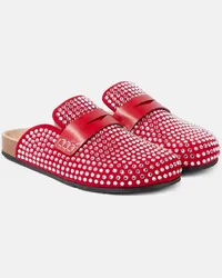 J.W.Anderson Slippers in pelle con cristalli Rosso