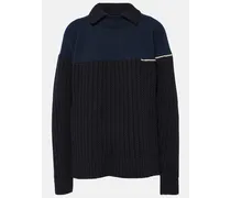 Victoria Beckham Pullover in lana con doppio colletto Blu