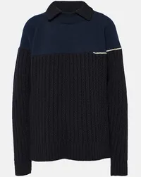 Victoria Beckham Pullover in lana con doppio colletto Blu