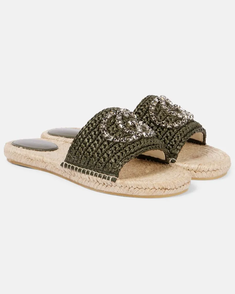 Gucci Mules in rafia GG Verde
