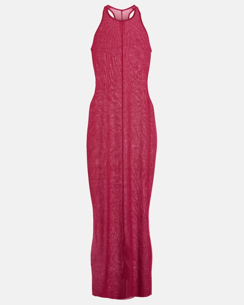 Rick Owens Abito midi trasparente con stampa Rosso