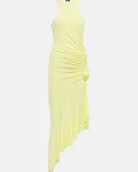 Blumarine Abito midi in jersey con ruches Giallo