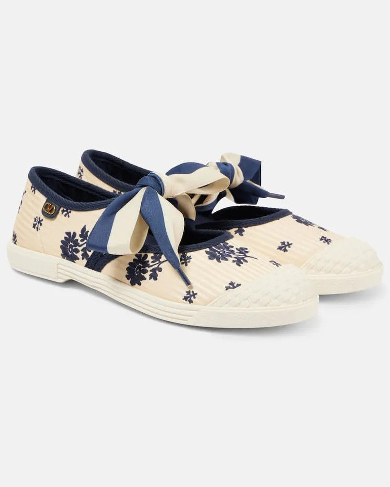 Valentino Garavani Sneakers Bay By Bay in canvas con stampa Blu
