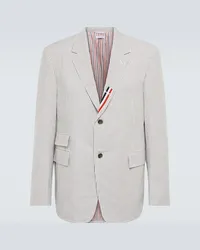 Thom Browne Blazer in cotone gessato con tricolore Grigio