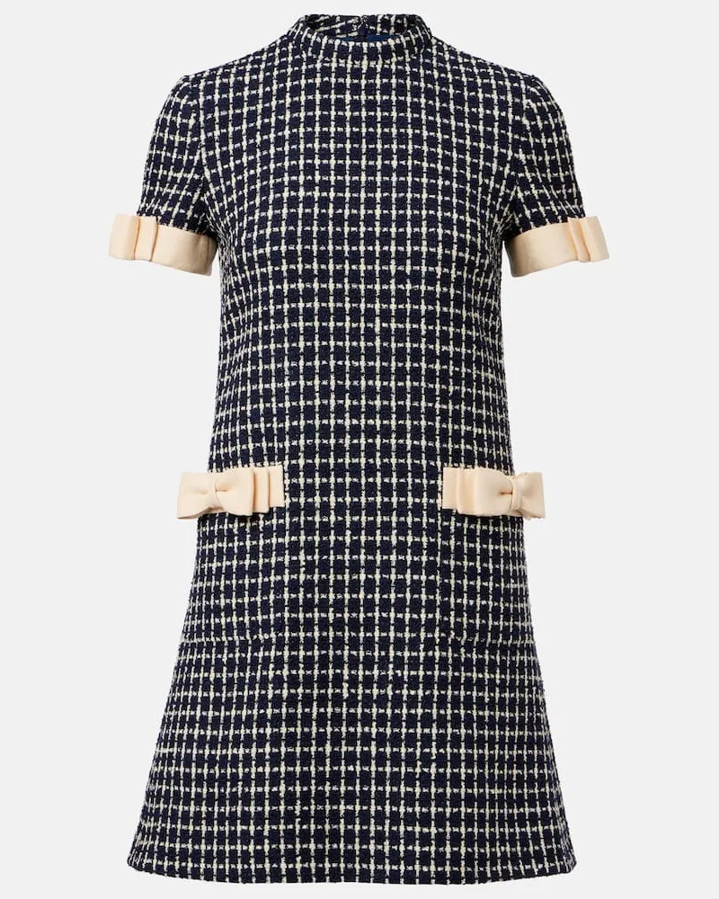 Valentino Garavani Miniabito Mossi in bouclÃ© di misto lana Blu