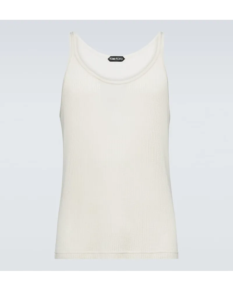 Tom Ford Tank top in seta pointelle Bianco