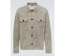 Giacca camicia in suede