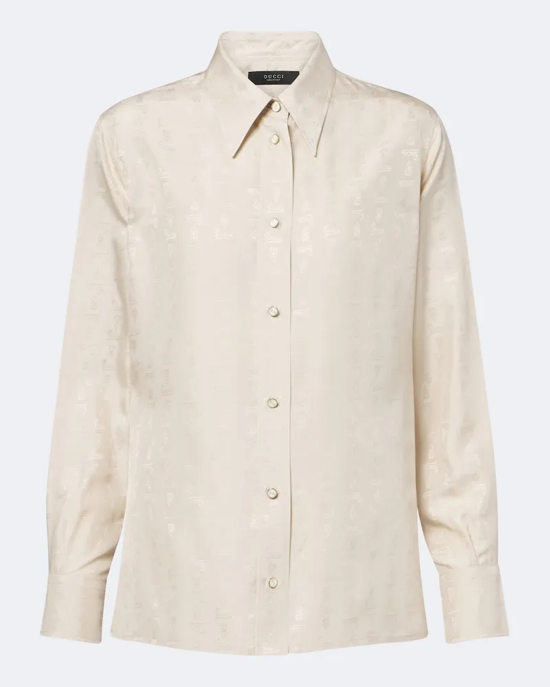 Gucci Camicia in seta jacquard Bianco