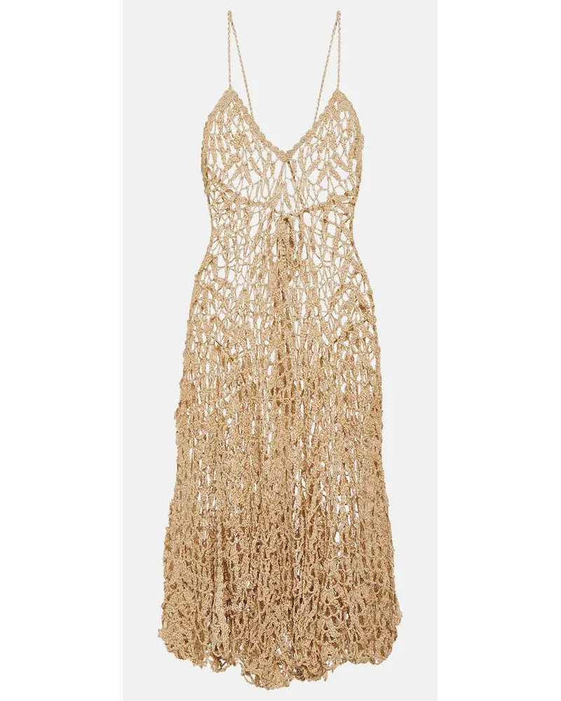 Anna Kosturova Abito midi in crochet Oro