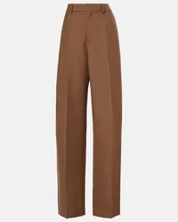 TOD'S Pantaloni a gamba larga in twill di lana Marrone