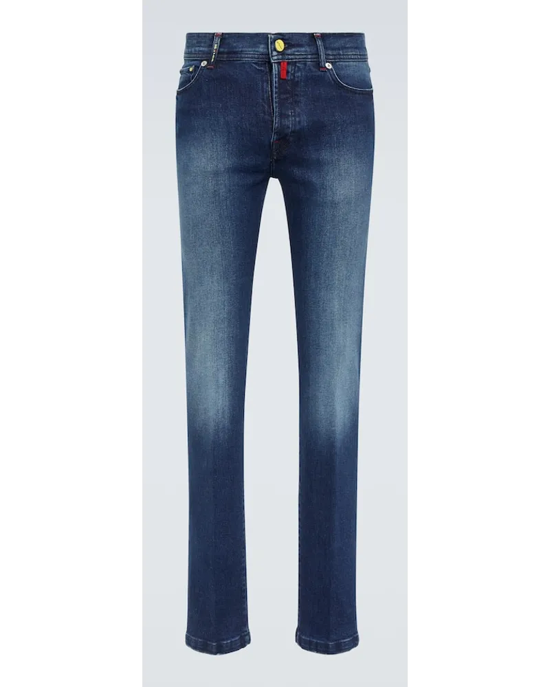 Kiton Jeans skinny a vita media Blu