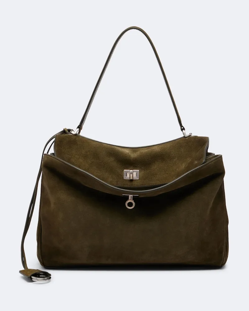 Balenciaga Borsa Rodeo Medium in suede Verde