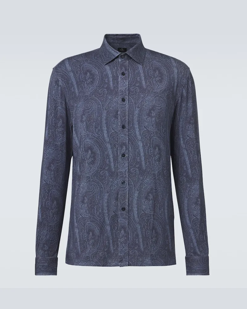 Etro Camicia in jersey con stampa paisley Blu