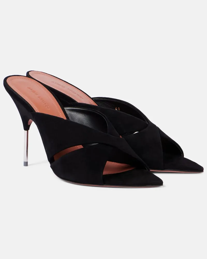 Amina Muaddi Sandali Samantha 95 in suede Nero