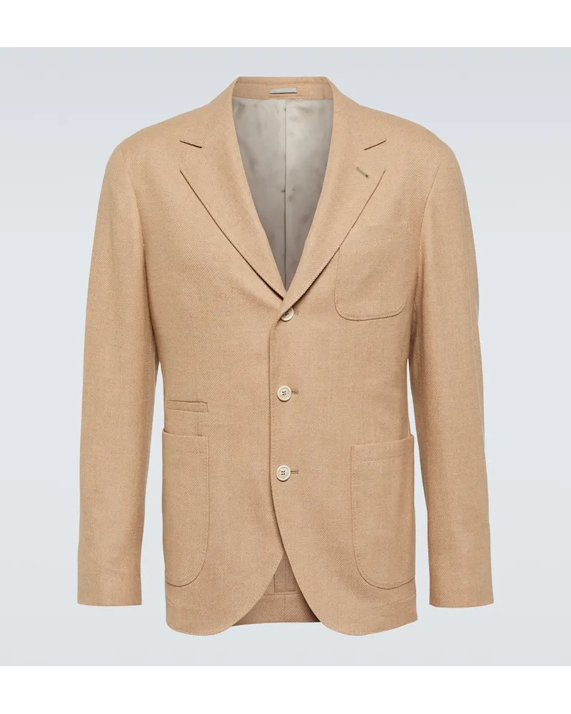 Brunello Cucinelli Blazer in lana, cashmere e seta Marrone