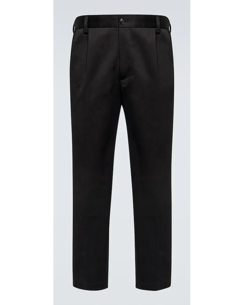 Junya Watanabe Pantaloni regular in gabardine di cotone Nero