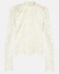 Self-Portrait Blusa in pizzo a pois Bianco