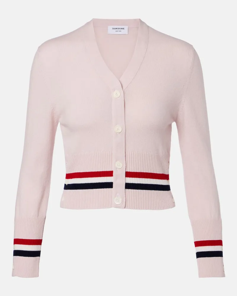 Thom Browne Cardigan cropped in cashmere Rosa