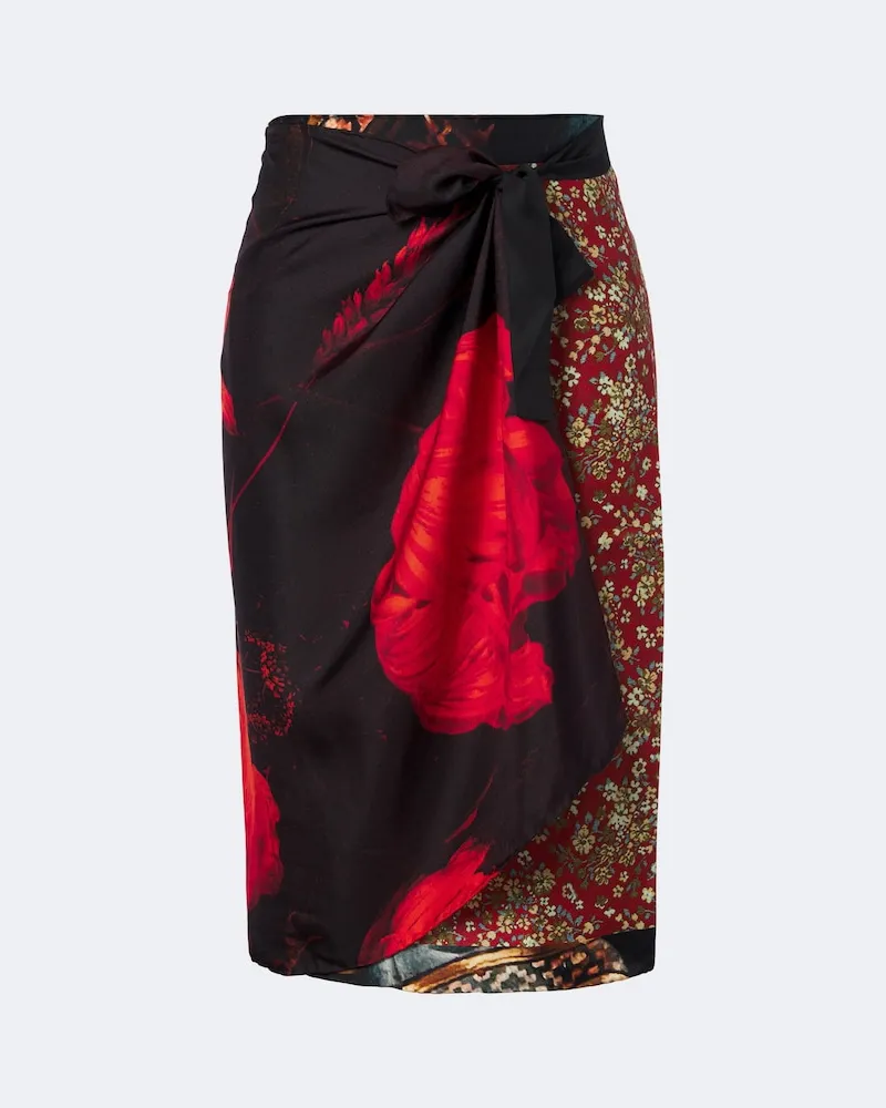 Dries van Noten Gonna a portafoglio in seta con stampa Multicolore