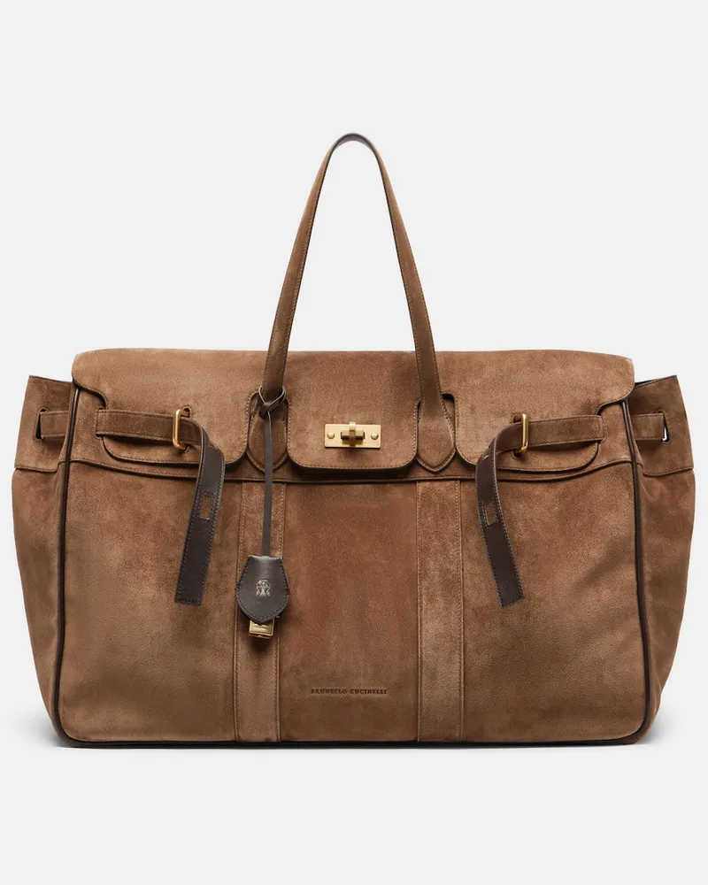 Brunello Cucinelli Shopper Large in suede Marrone