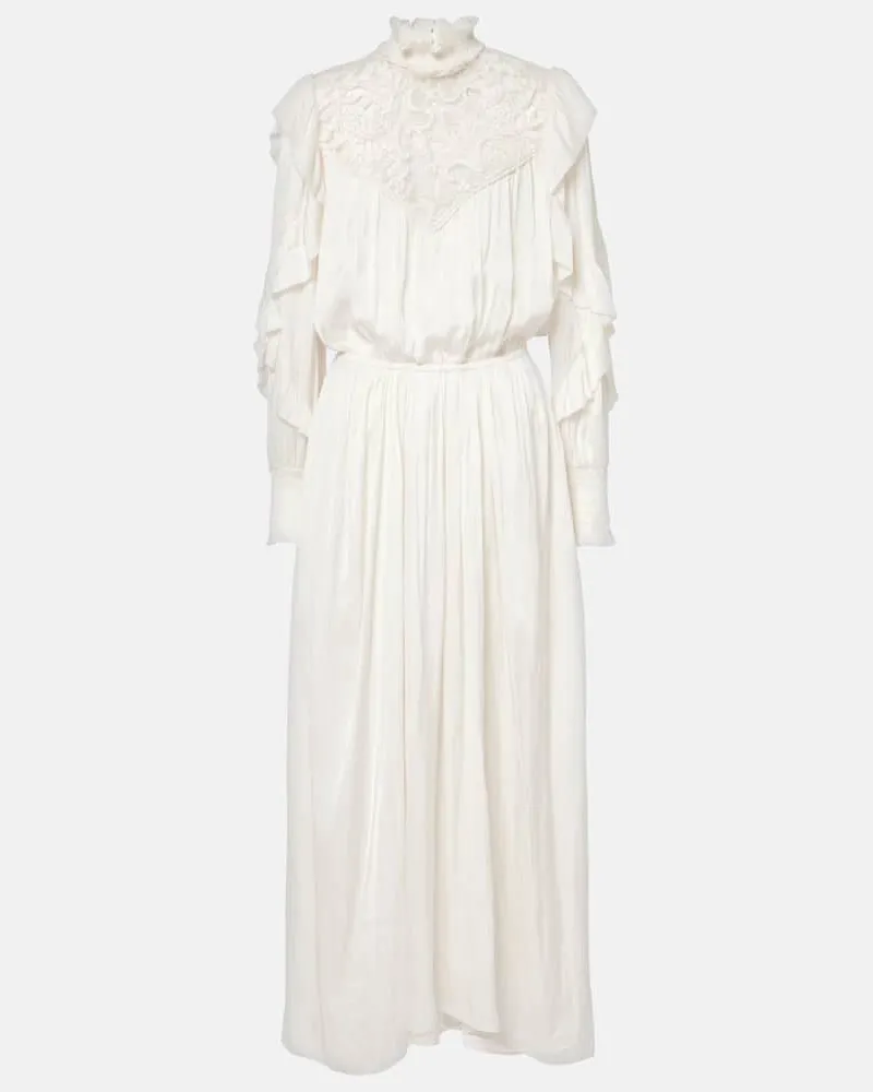 Isabel Marant Abito lungo Sharlene con pizzo Bianco