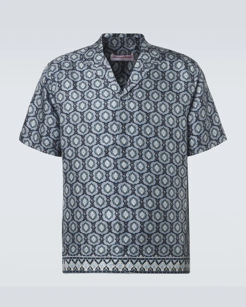 Orlebar Brown Camicia Maitan in seta con stampa Blu
