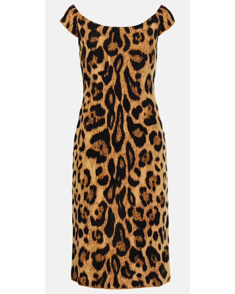 Oscar de la Renta Abito midi monospalla con stampa Multicolore