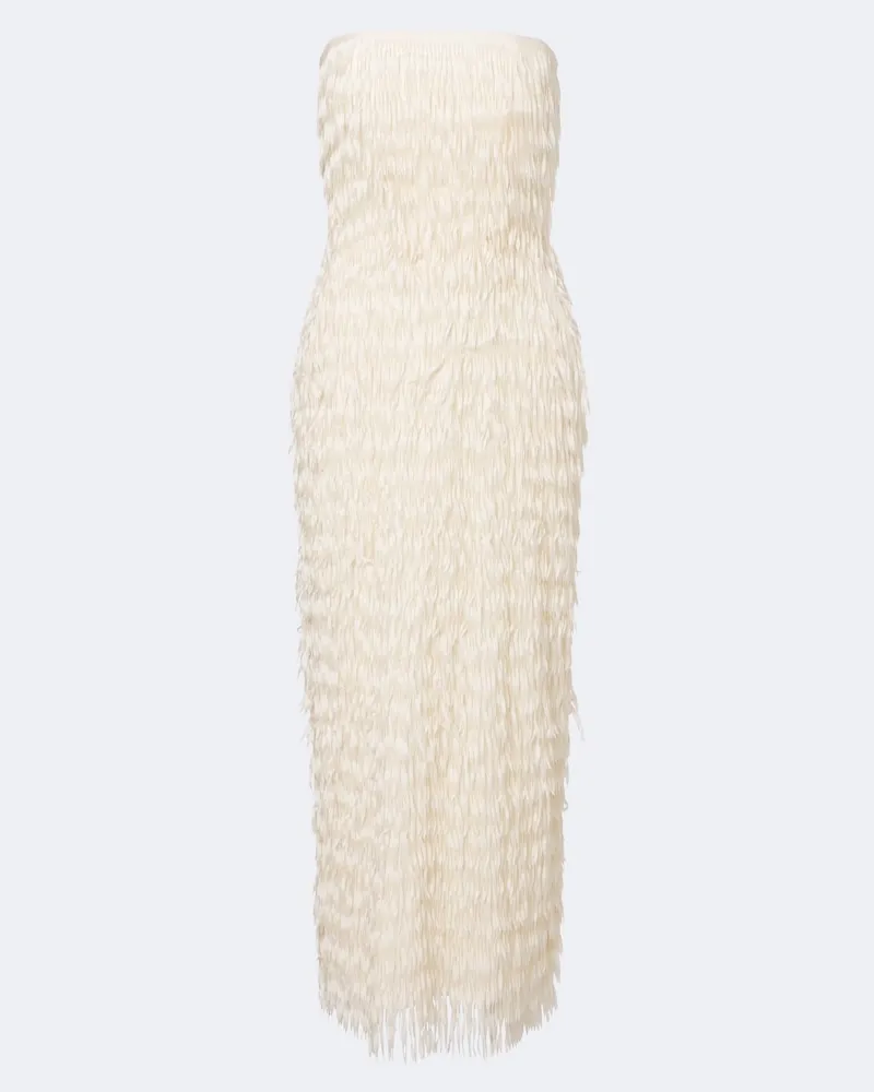 Maticevski Abito bustier Marigold con frange Bianco