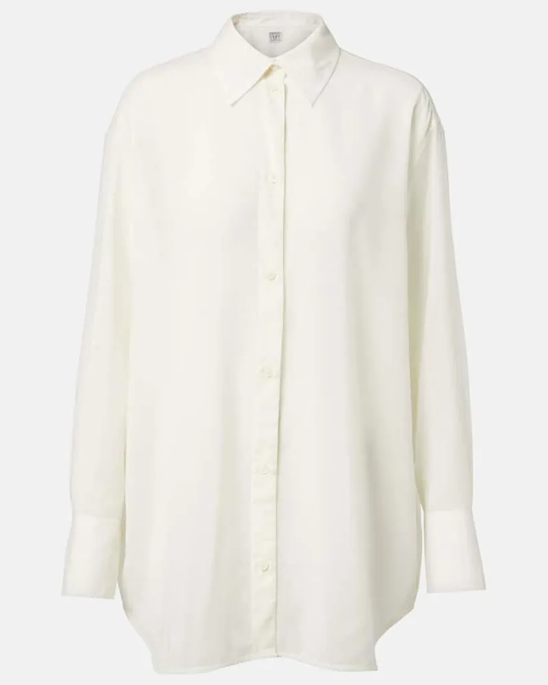 Totême Camicia in lana trasparente Bianco