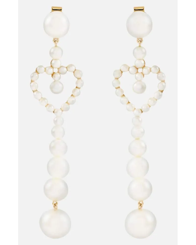 Sophie Bille Brahe Orecchini Pearl Heart in oro 14kt con perle Multicolore