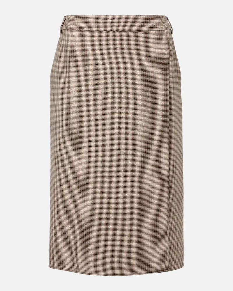 Stella McCartney Gonna a tubino in lana pied-de-poule Marrone