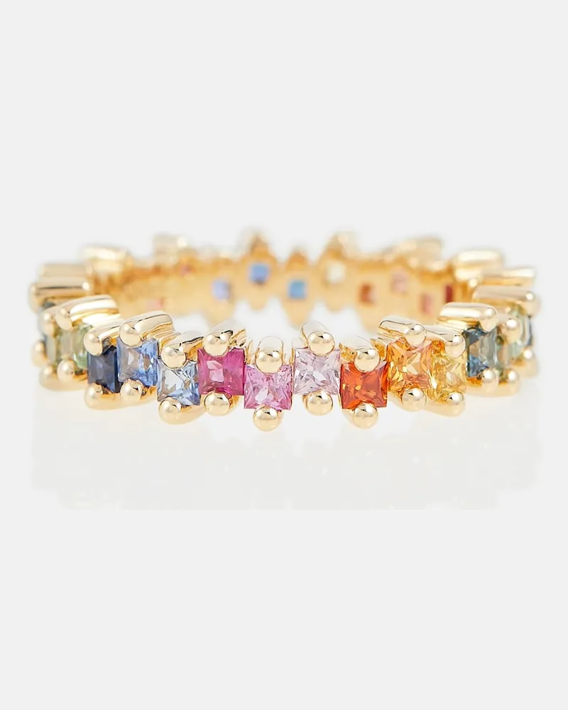 Suzanne Kalan Anello Rainbow in oro 18kt con zaffiri Multicolore