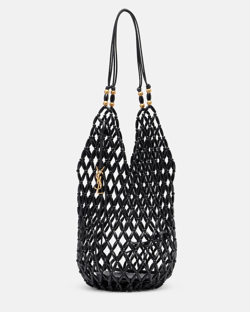 Saint Laurent Borsa a spalla Cassandre con perline Nero