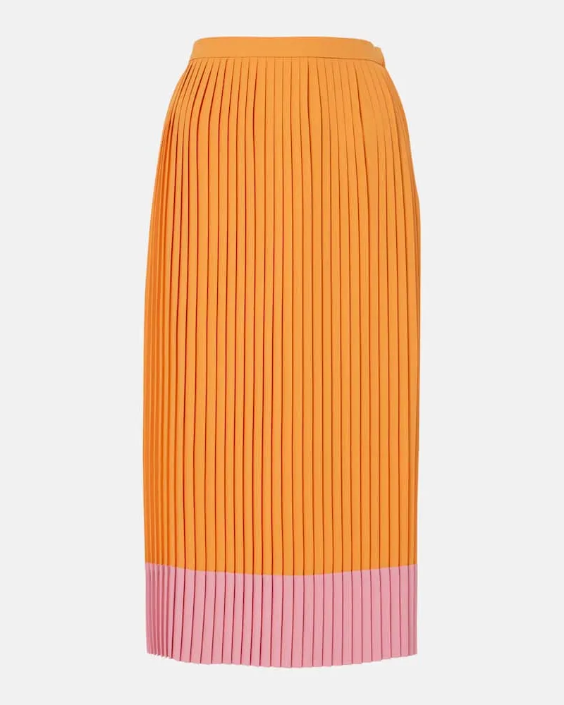 Dries van Noten Gonna midi a pieghe Arancione