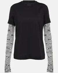 Givenchy T-shirt in jersey di cotone 4G con tulle Nero