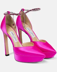 Jimmy Choo Pumps Saeda 125 in raso con plateau Rosa