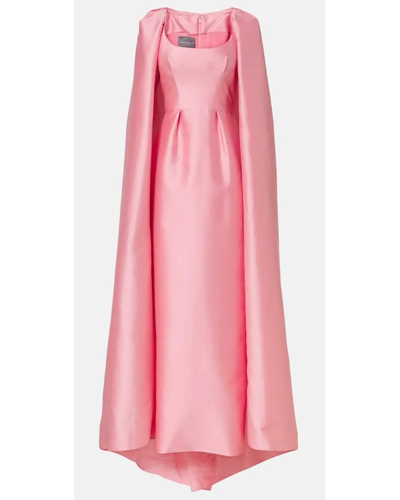 Monique Lhuillier Abito lungo in mikado Rosa