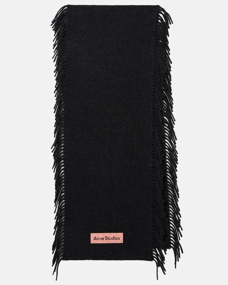 Acne Studios Sciarpa in lana con frange Nero