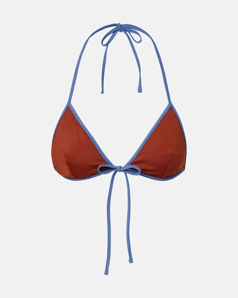Prada Top bikini a triangolo con logo Arancione