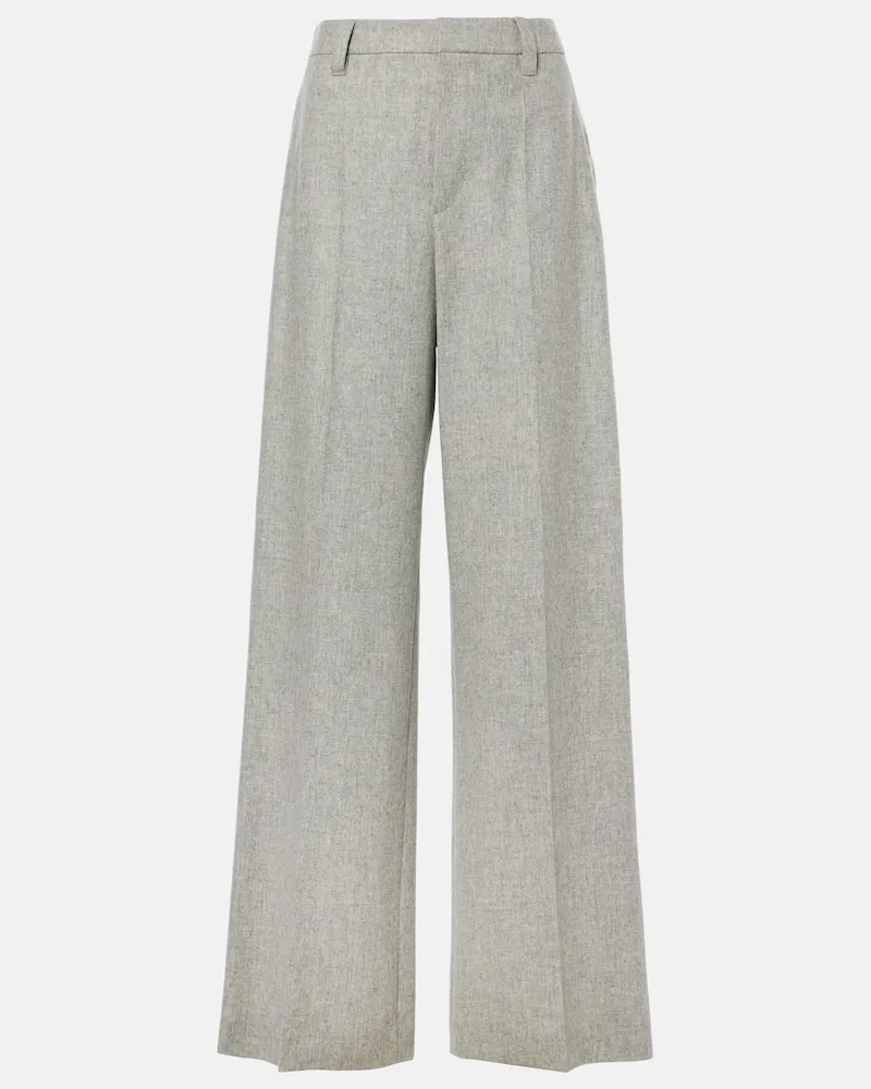 Brunello Cucinelli Pantaloni a gamba larga in flanella Grigio