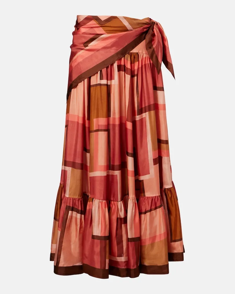 Zimmermann Gonna lunga Como in seta con stampa Multicolore