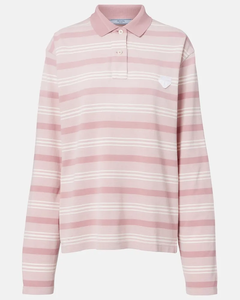 Prada Polo in piquÃ© di cotone a righe Rosa