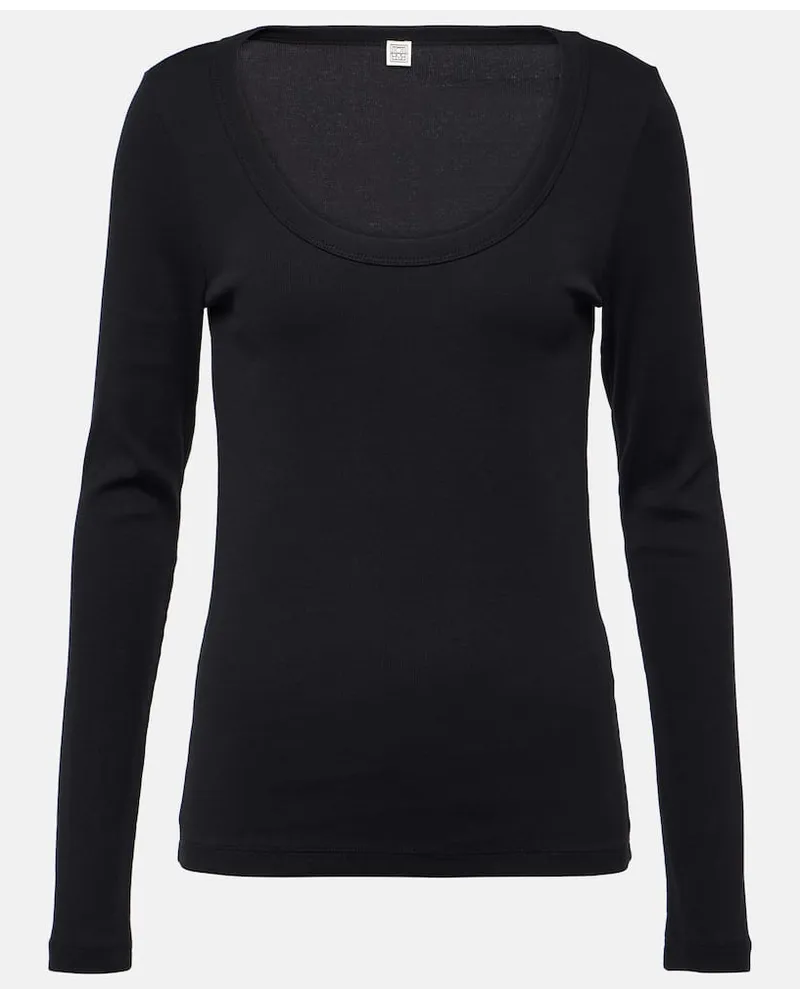 Totême Top in misto cotone Nero
