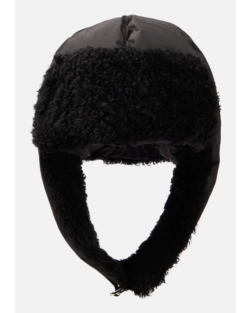 Yves Salomon Cappello imbottito con shearling Nero